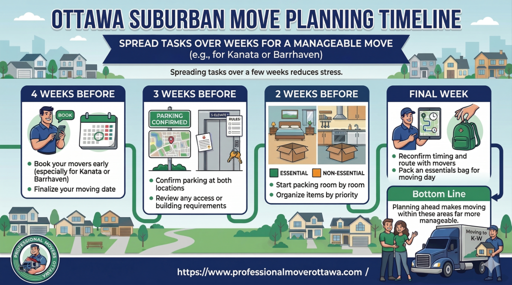 A logistical guide demonstrating how families planning a move within Ottawa suburbs act to secure efficient local transportation and professional relocation services.