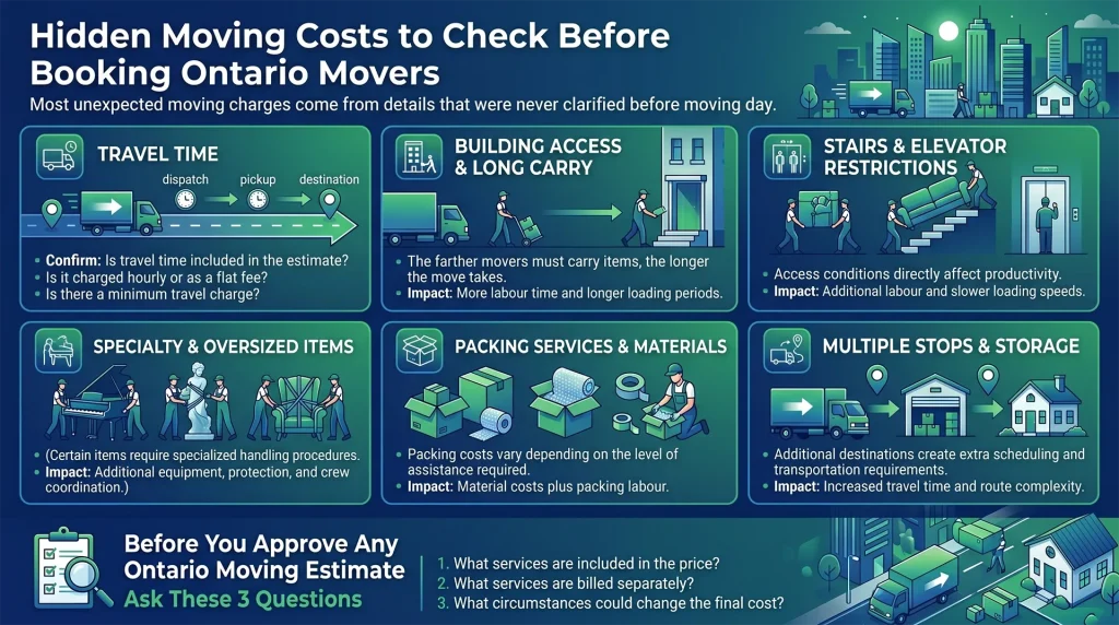 Hidden moving costs to check before booking Ontario movers.
